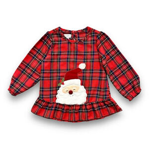 mudpie | Plaid Peplum Santa Top (3T) 🎅🏻